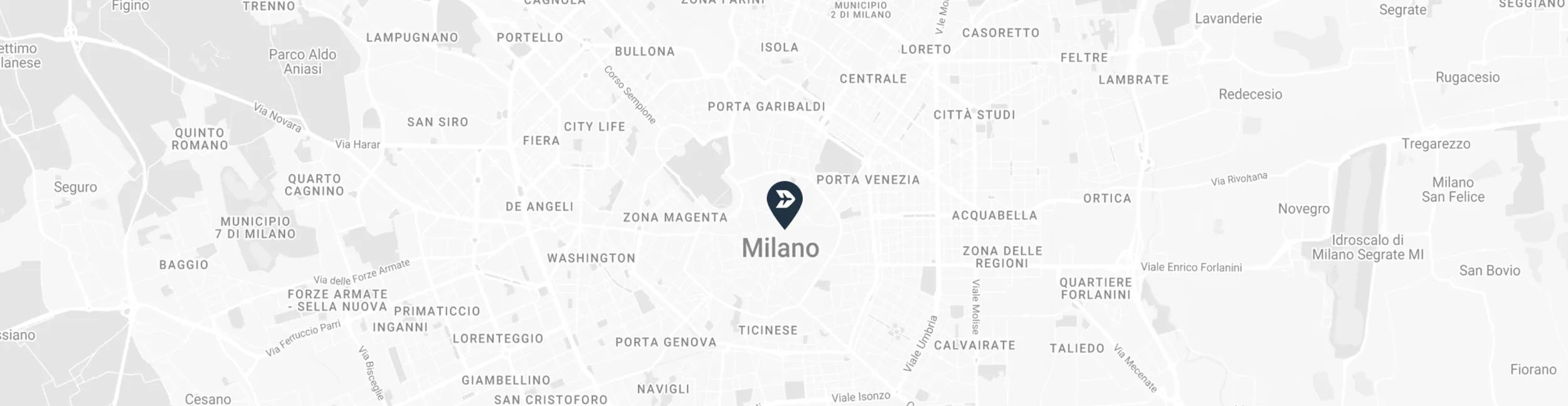 Mapa con la ubicación de la oficina de PVJets en Milán, Italia
