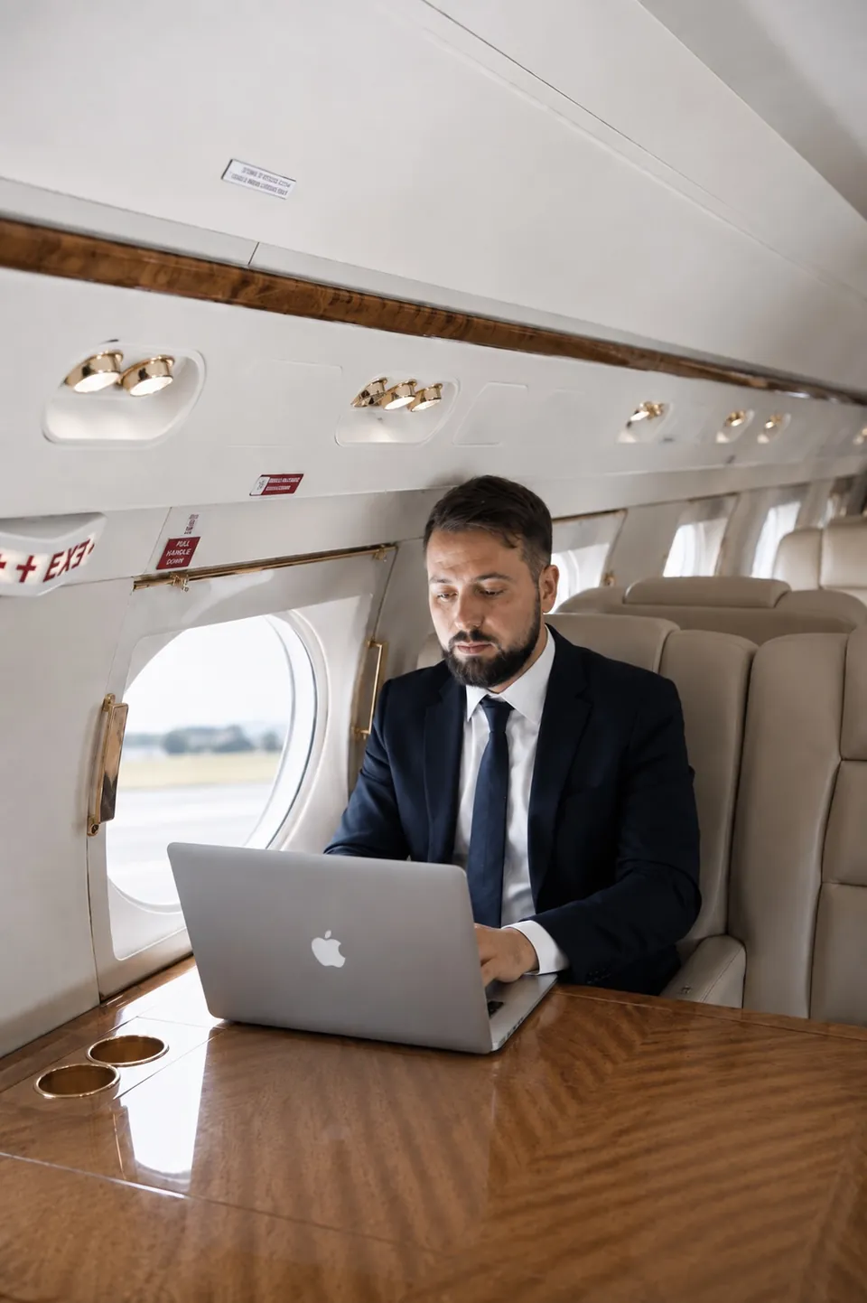 S. Pollara, consejero delegado de PVJets, a bordo de un jet privado