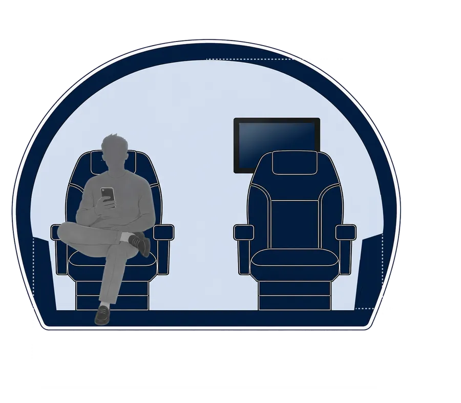 Sección transversal de la cabina del Bombardier Challenger 850