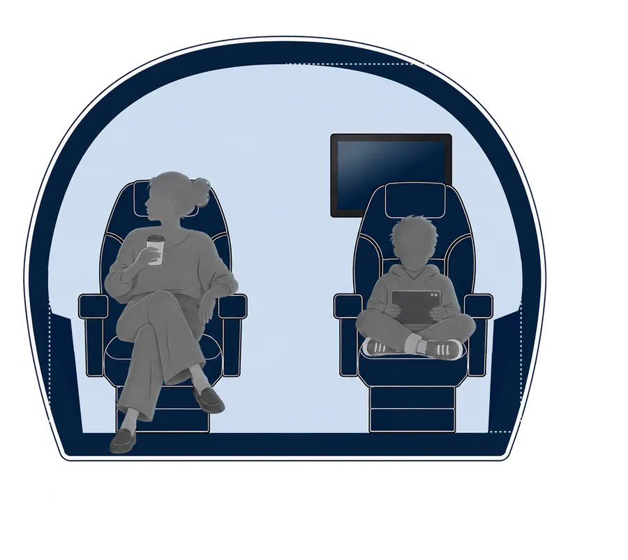 Sección transversal de la cabina del Embraer Legacy 500