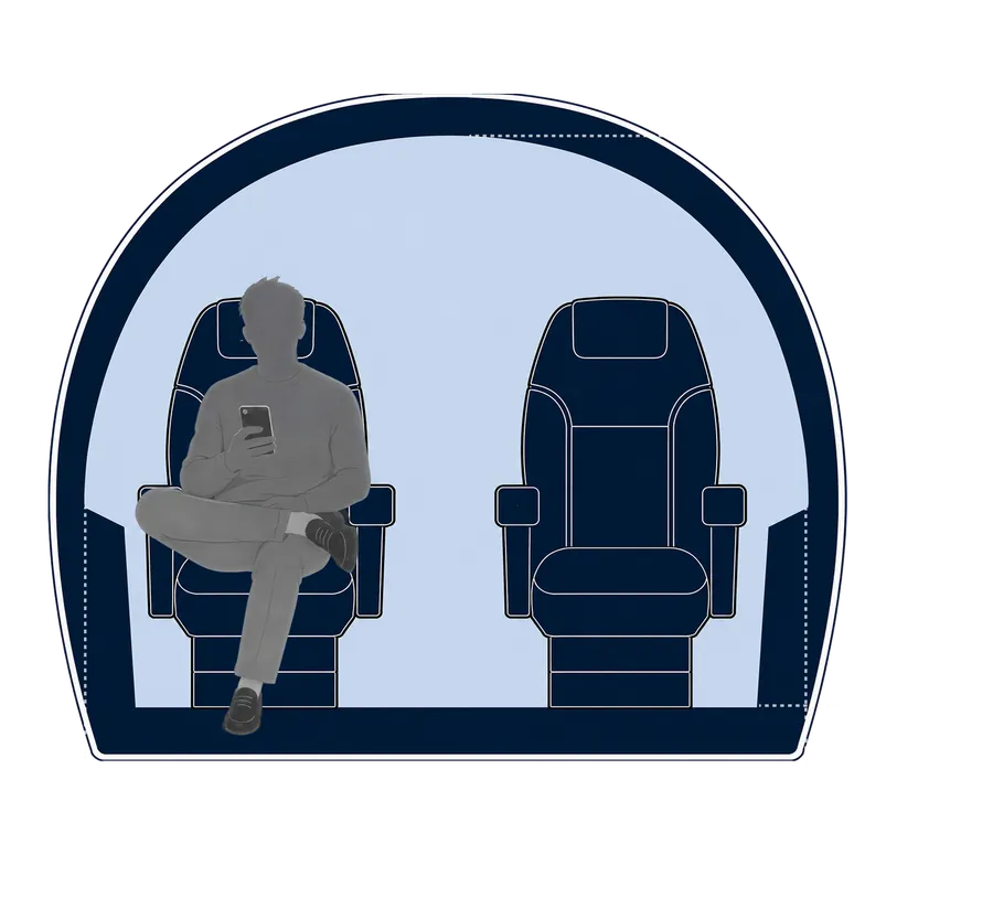 Sección transversal de la cabina del Cessna Citation Mustang