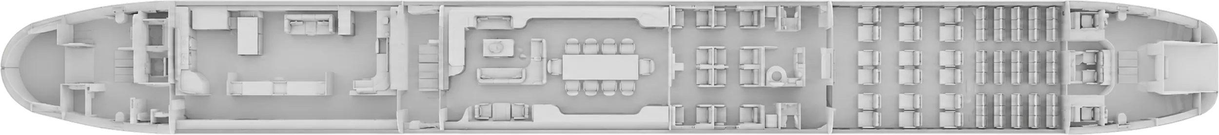 Esquema de cabina del Airbus ACJ350