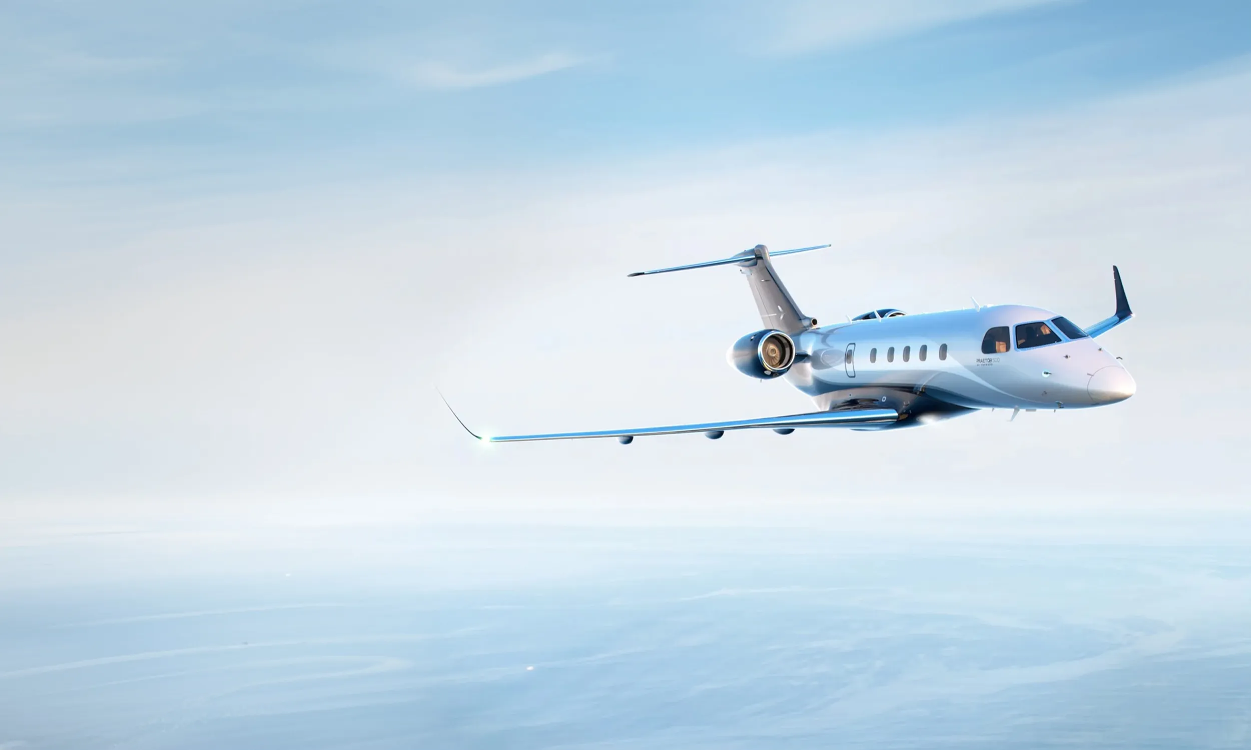 Midsize jet privado en vuelo