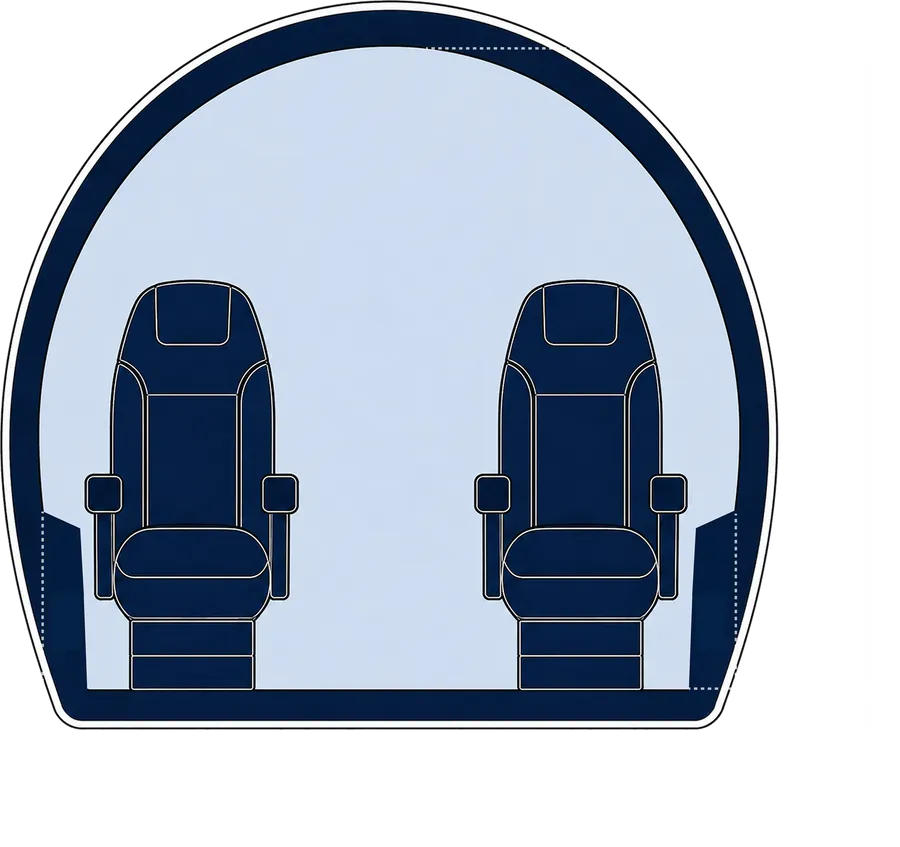 Sección transversal de la cabina del Bell 407