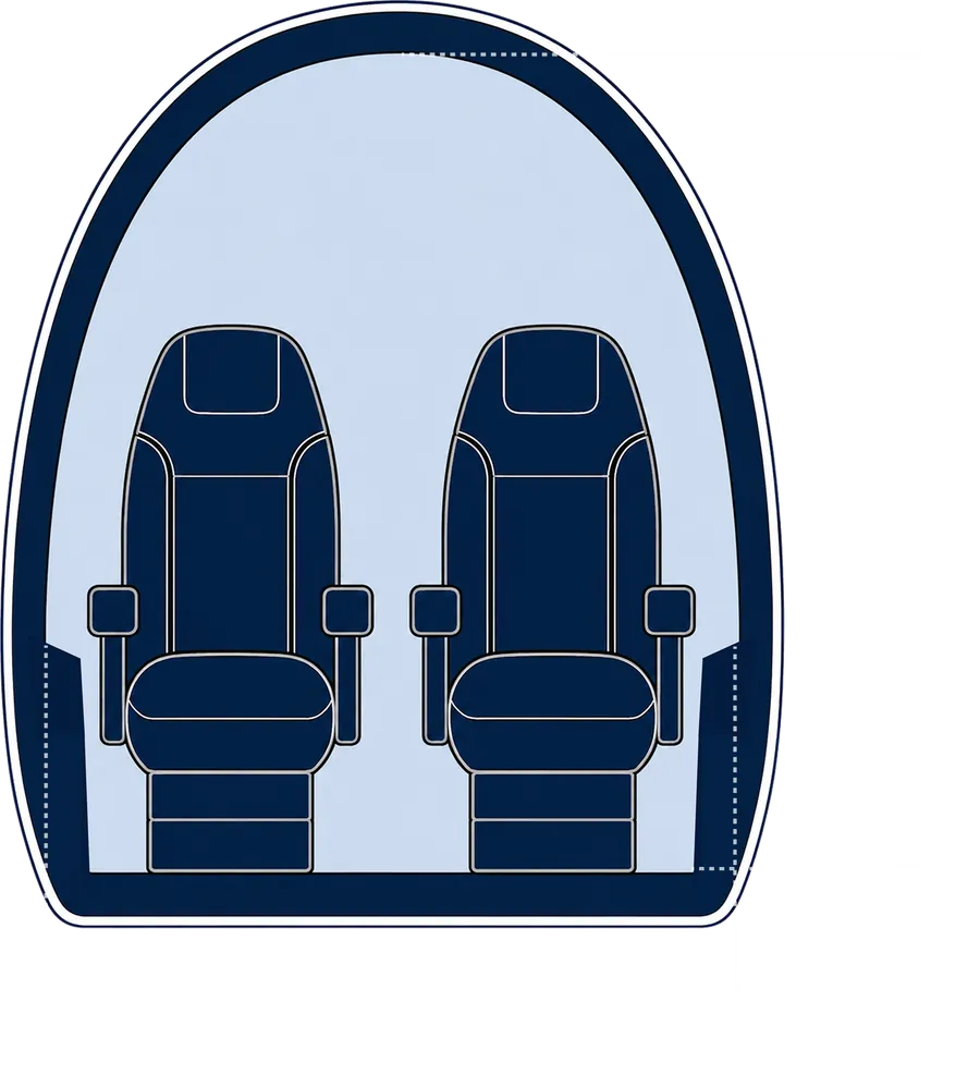 Sección transversal de la cabina del Airbus ACH160