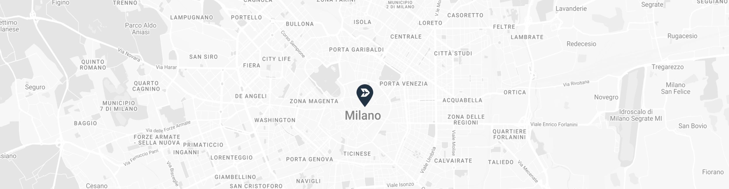 Map showing the PVJets office location in Milan, Italy