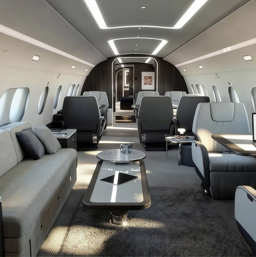 Airbus ACJ350 private jet, cabin interior