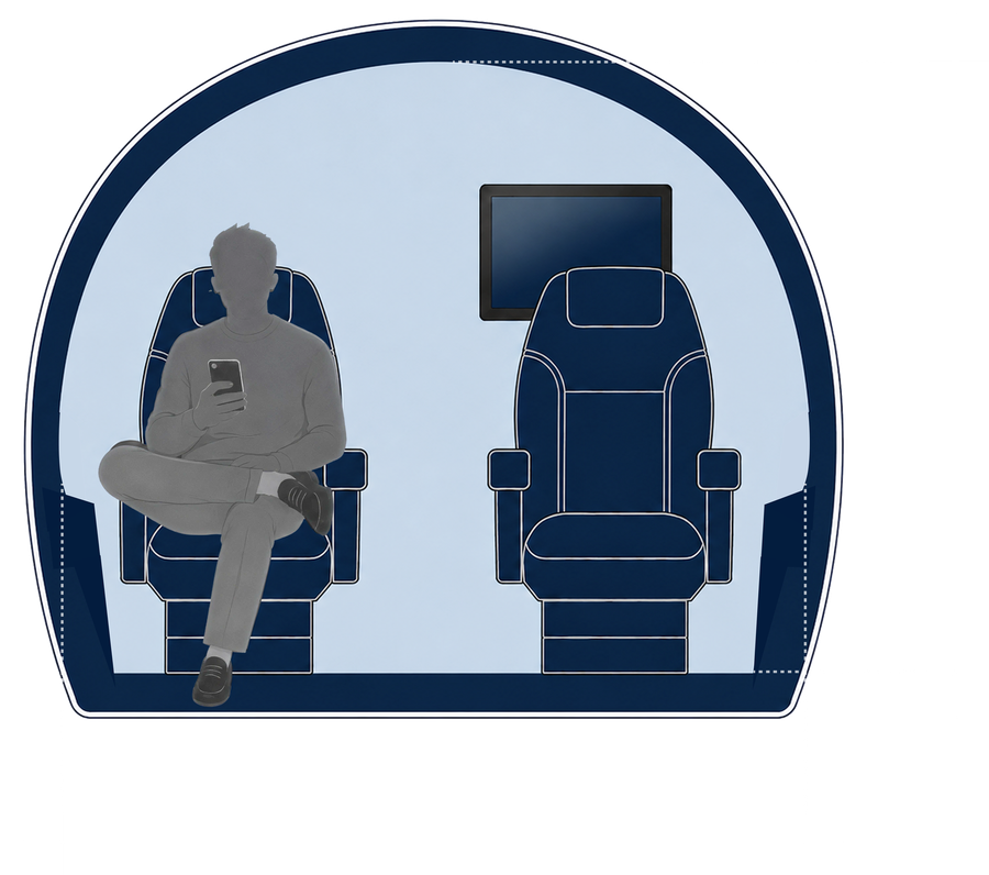 Coupe transversale de la cabine Bombardier Learjet 60/60XR