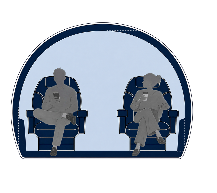 Sezione trasversale della cabina Airbus ACJ319