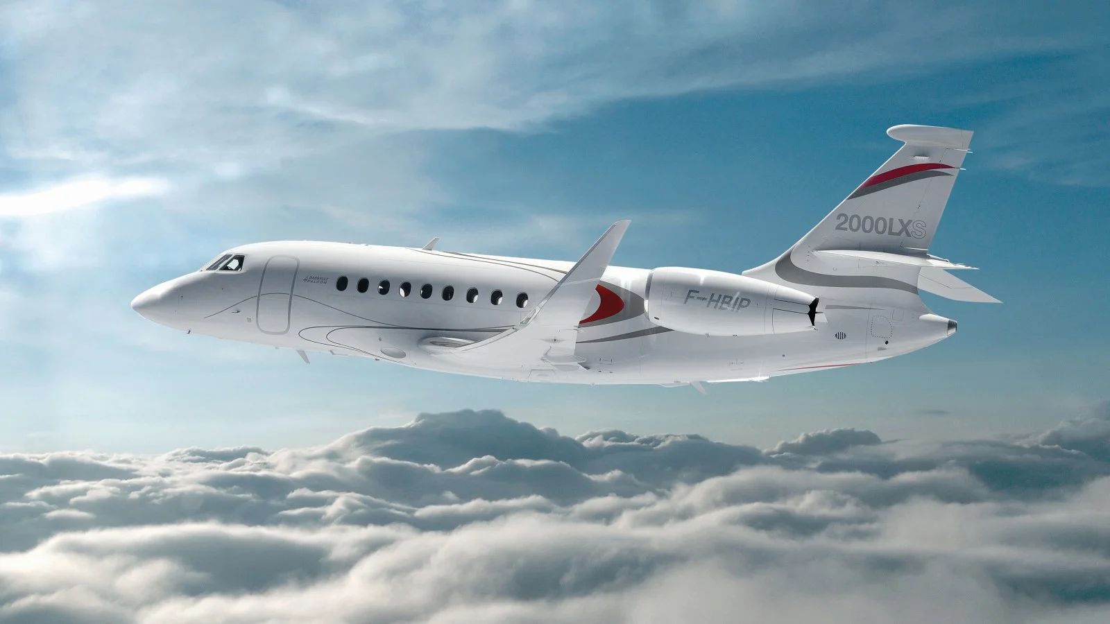 Heavy private jet in flight