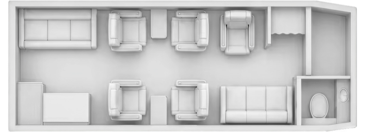 Beechcraft Hawker 750 cabin layout diagram