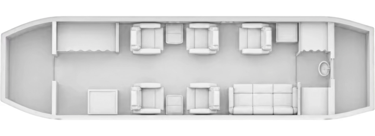 Beechcraft Hawker 900XP cabin layout diagram