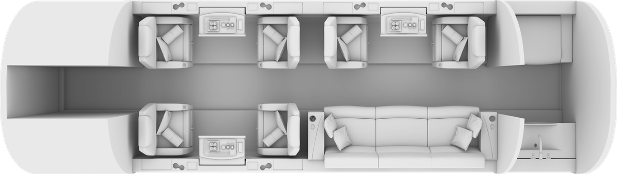 Bombardier Challenger 300 cabin layout diagram