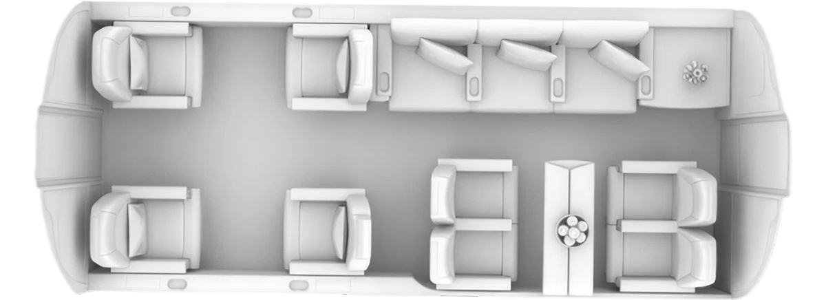 Bombardier Challenger 600 cabin layout diagram