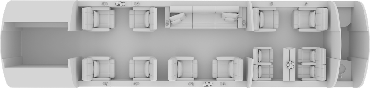 Bombardier Challenger 850 cabin layout diagram