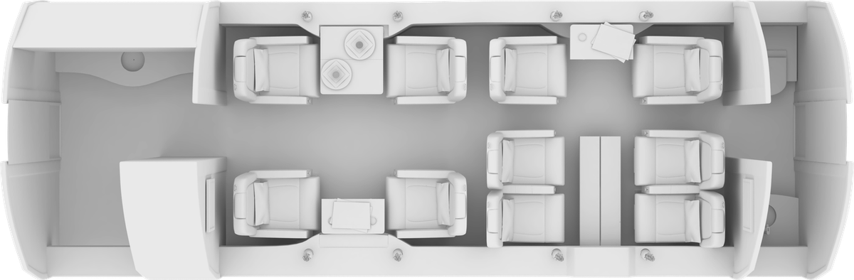 Dassault Falcon 2000LXS cabin layout diagram