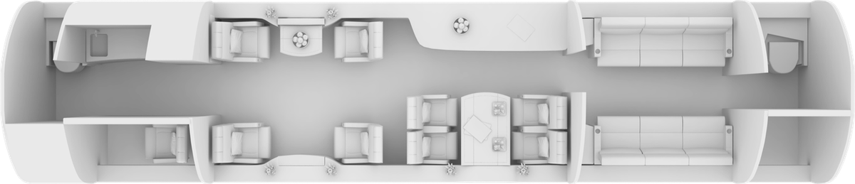 Dassault Falcon 8X cabin layout diagram