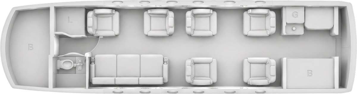 Hawker 1000 cabin layout diagram