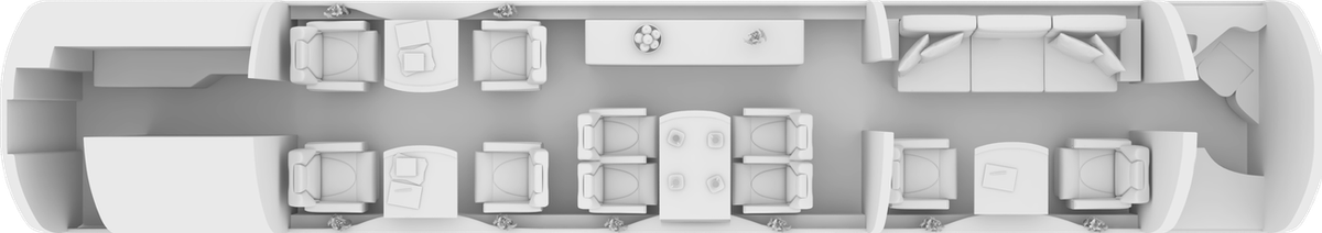 Embraer Legacy 650 cabin layout diagram