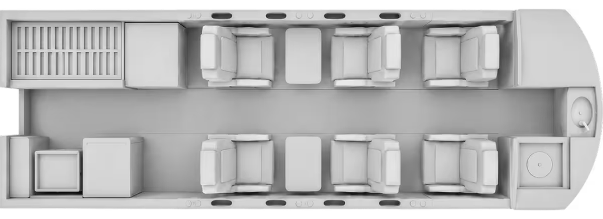 Beechcraft Hawker 400 cabin layout diagram