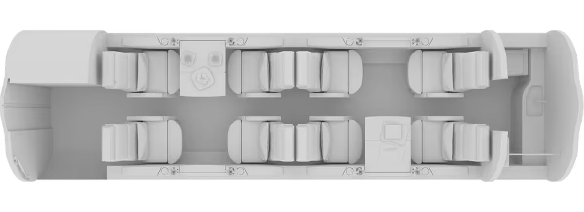 Pilatus PC-24 cabin layout diagram