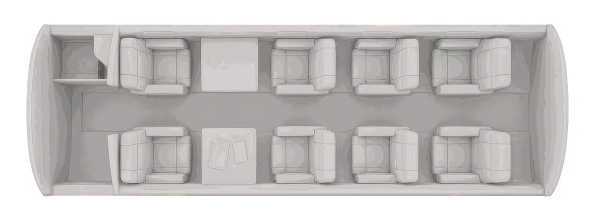 Pilatus PC-12 PRO cabin layout diagram