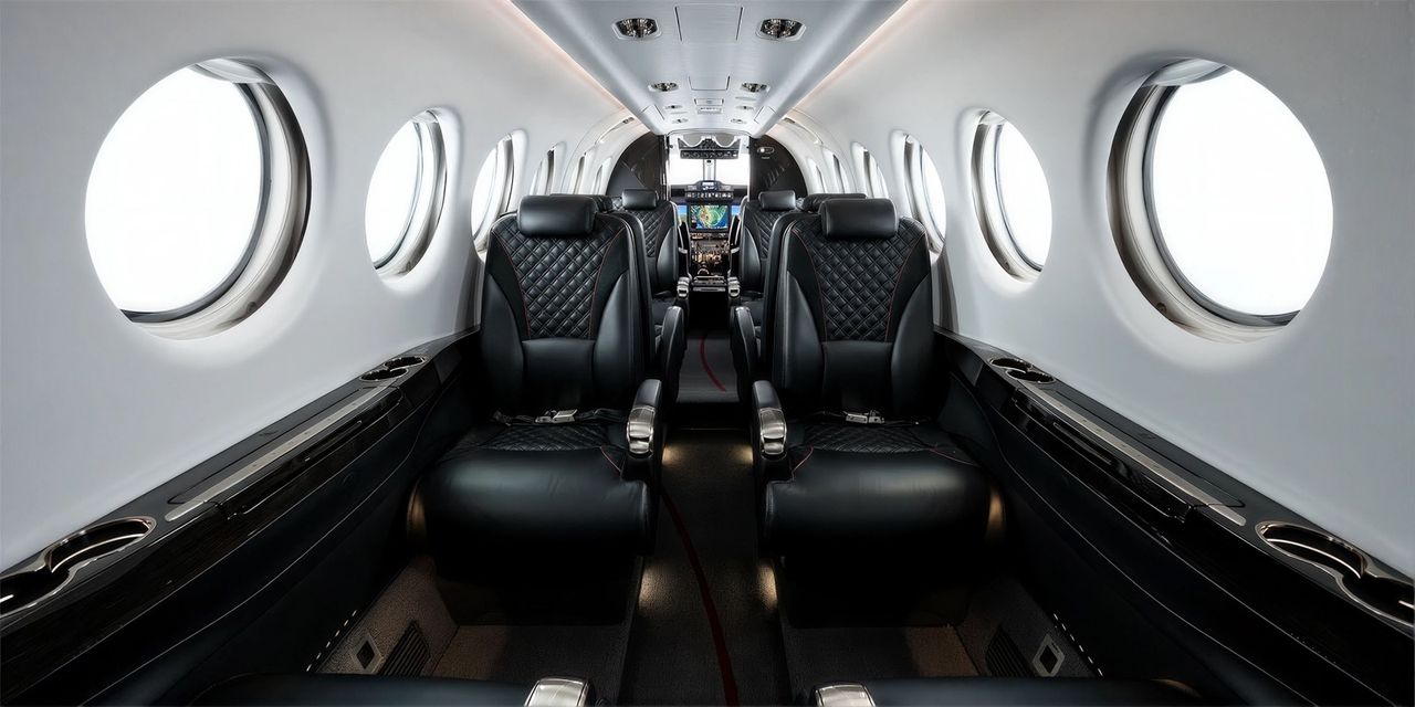 Beechcraft King Air 360 private jet, cabin interior