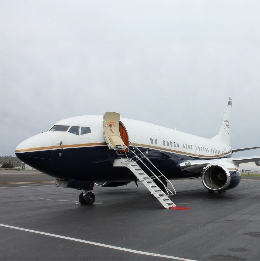 Boeing BBJ private jet, exterior view