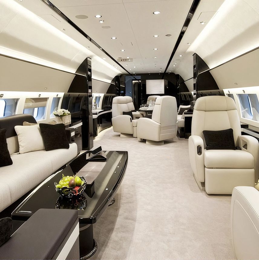 Boeing BBJ private jet, cabin interior