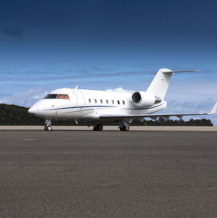 Bombardier Challenger 604 private jet, exterior view