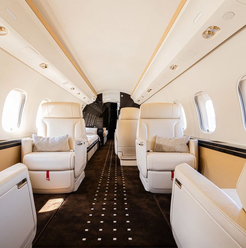 Bombardier Global 6500 private jet, cabin interior