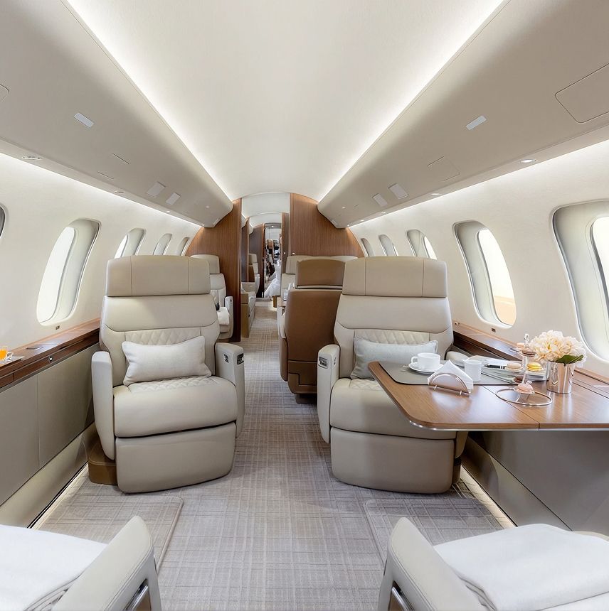 Bombardier Global 7500 private jet, cabin interior