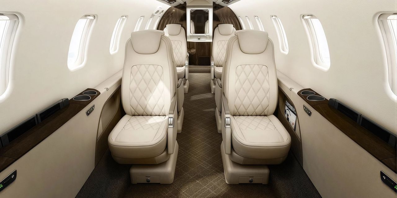 Bombardier Learjet 45 private jet, cabin interior