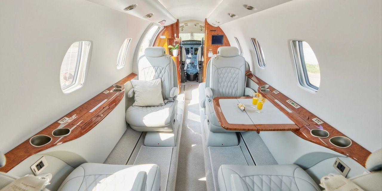 Cessna Citation Excel private jet, cabin interior