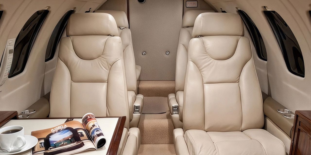 Cessna Citation II private jet, cabin interior