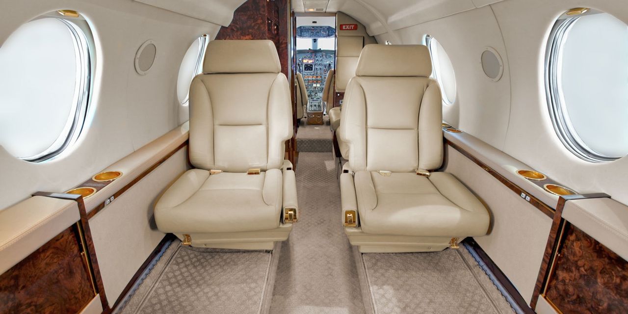 Dassault Falcon 100 private jet, cabin interior