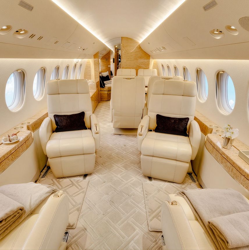 Dassault Falcon 7X private jet, cabin interior