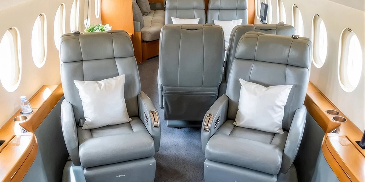 Dassault Falcon 900B private jet, cabin interior