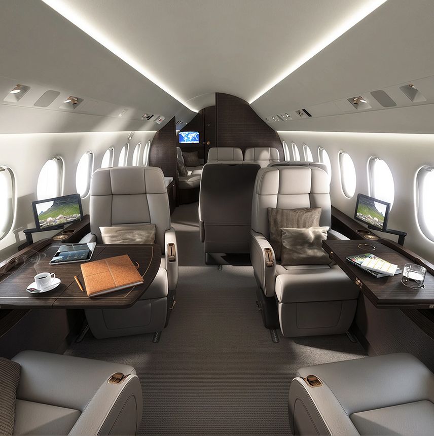 Dassault Falcon 900LX private jet, cabin interior