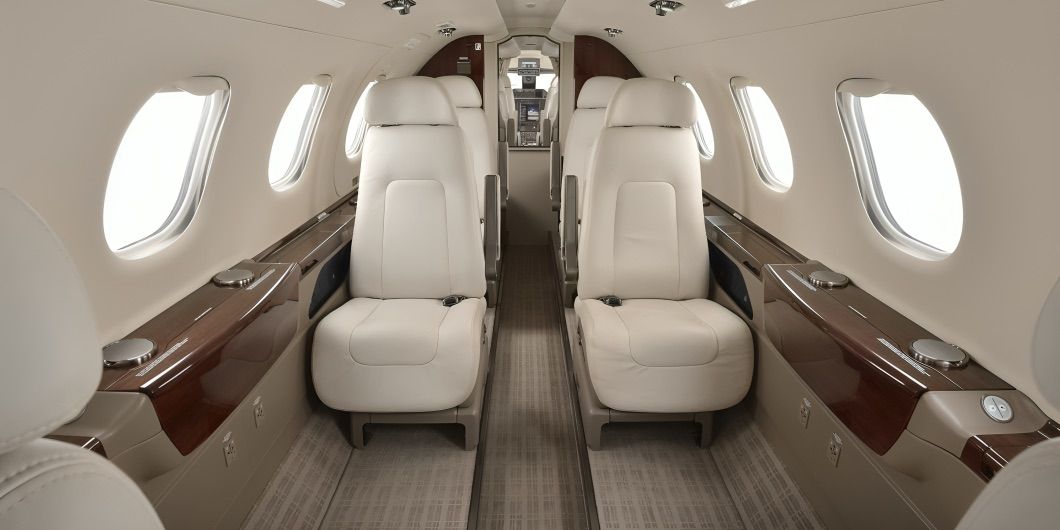 Embraer Phenom 300 private jet, cabin interior