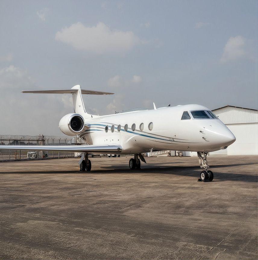 Gulfstream G550 private jet, exterior view