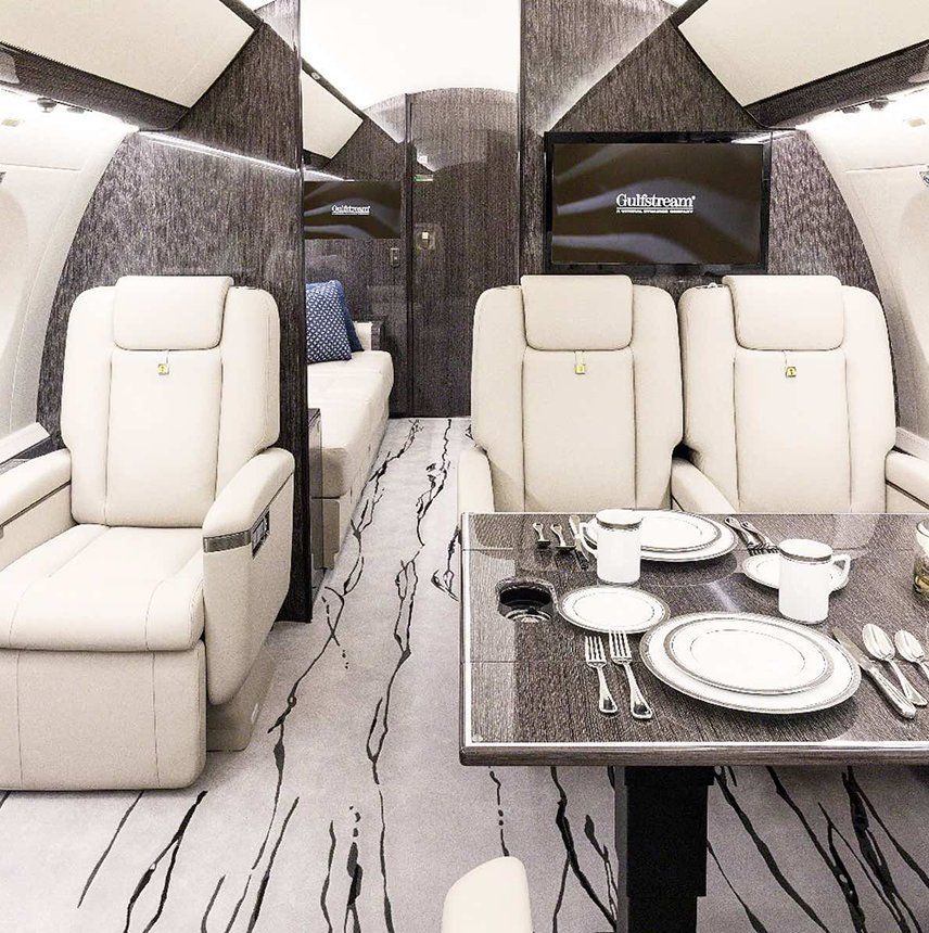 Gulfstream G650ER private jet, cabin interior